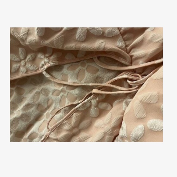 Plus Floral Print Lace Front Tie Puff Long Sleeve Dress - Picture 9 of 10